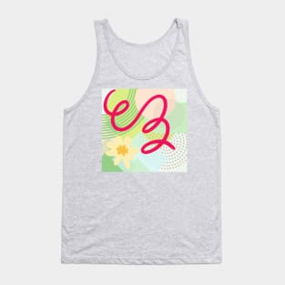 Modern Geometric Pattern Spring Floral Serene Retro Style. Tank Top